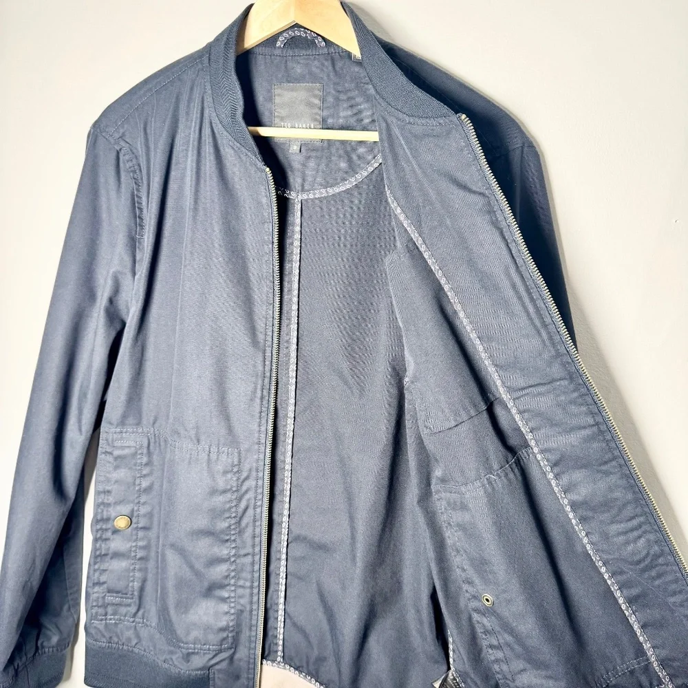 Ted Baker Bars Bomber Jacket in Navy Sz M